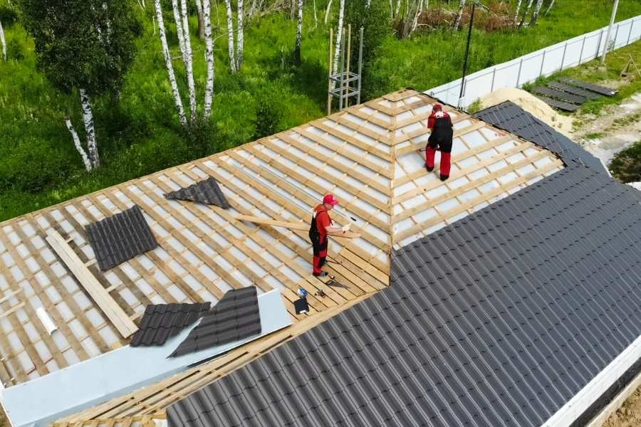 Workers on Roof Installation