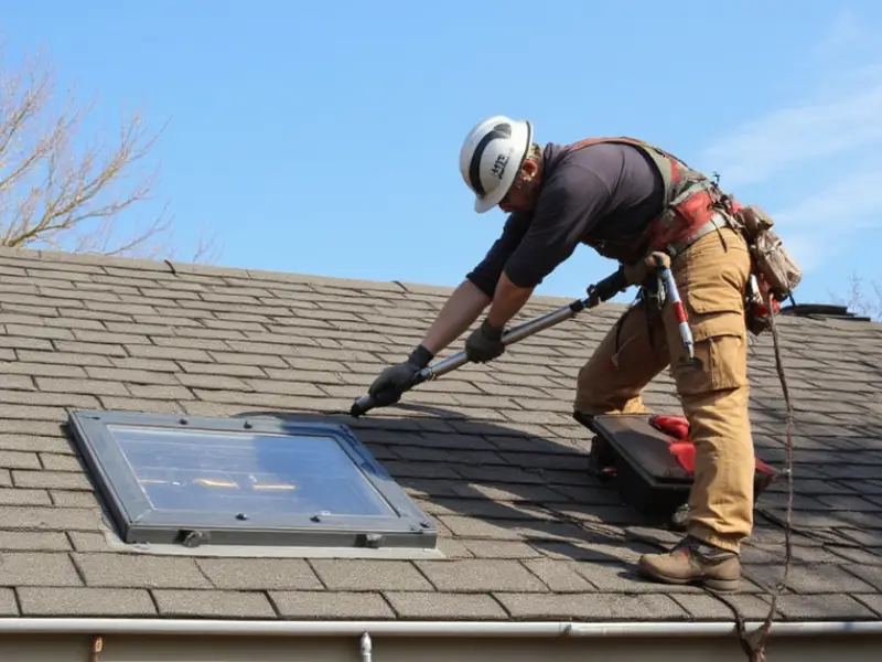 contractor working for a shingle roofing service
